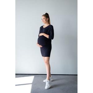 Tmavomodré mikinové tehotenské a dojčiace šaty