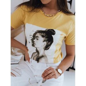 Štýlové dámske tričko žltej farby s potlačou