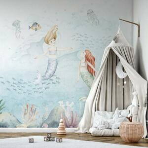 Detská tapeta so štruktúrou plátna so vzorom morské panny