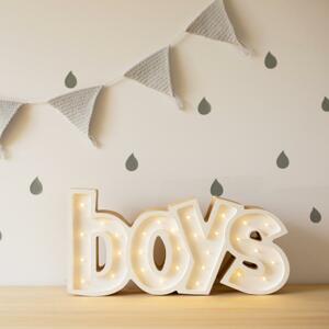Detská drevená lampa v tvare nápisu BOYS