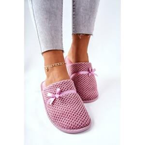 Papuče pre dámy v ružovej farbe s mašľou