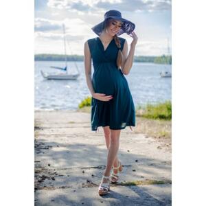 Zelené elegantné tehotenské a dojčiace šaty bez rukávov vo výpredaji