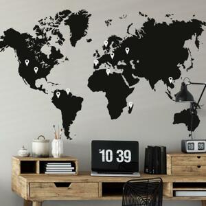 Nálepka na stenu v tvare mapy sveta