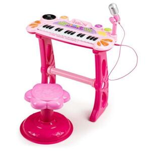 Ružový klávesový klavír s MP3 mikrofónom