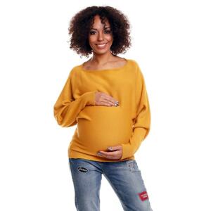 Tehotenský horčicový oversize sveter