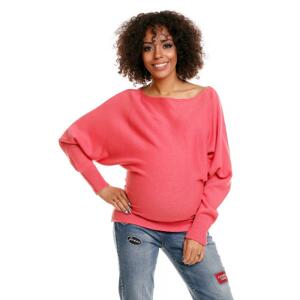 Tehotenský korálový oversize sveter