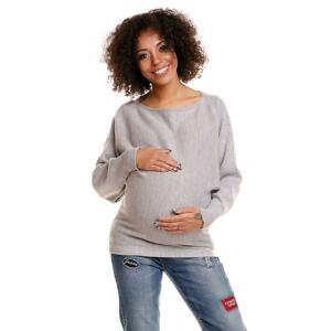 Svetlo sivý oversize sveter pre tehotné