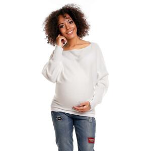 Tehotenský oversize sveter v bielej farbe