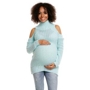 Mätový huňatý sveter s odhalenými ramenami pre tehotné
