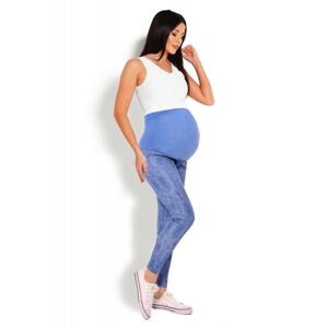 Tehotenské legíny s brušným panelom JEANS LOOK v modrej farbe
