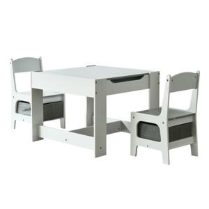 Drevený sivo-biely set stola a 2 stoličiek