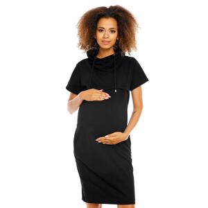 Tehotenské a dojčiace čierne šaty s krátkym rukávom
