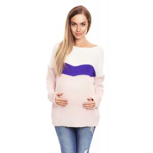 Svetlo ružový sveter trojfarebný pre tehotné v akcii