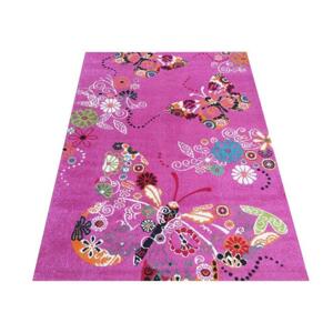 Ružový koberec s motívom Motýle
