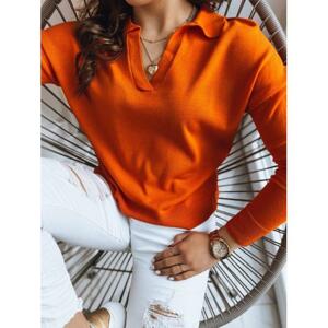 Oranžový dámsky sveter s golierom