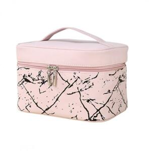 Ružový kozmetický kufrík s mramorovým vzorom