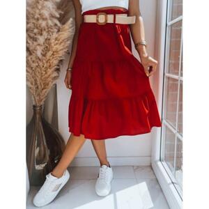 Midi sukňa červenej farby s pleteným opaskom