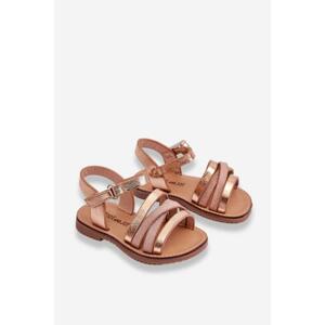 Zlato-ružové sandále pre dievčatá