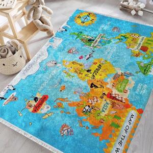 Detský koberec s potlačou mapy