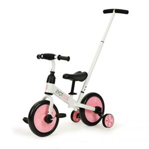 Ružovo-biely balančný bicykel s pedálmi 3v1