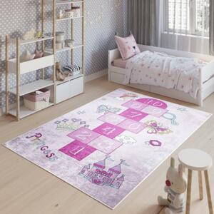 Detský ružový koberec s čislicami