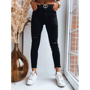 Čierne dámske skinny džínsy s dierami