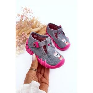 Sivo-ružové dievčenské papuče