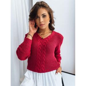 Dámsky ružový sveter s ozdobným pletením