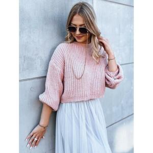 Dámsky krátky oversize sveter v ružovej farbe