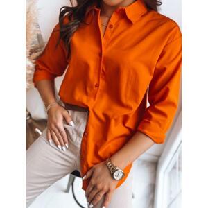 Oranžová dámska dlhšia košeľa