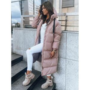 Ružová dlhá dámska bunda na zimu