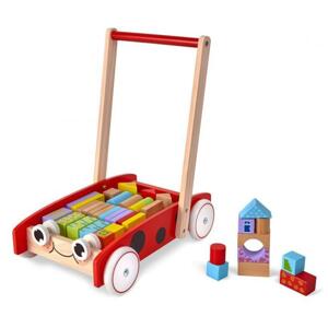 Drevený vozík s kockami pre deti