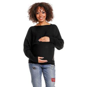 Tehotenský čierny oversize sveter v  zľave