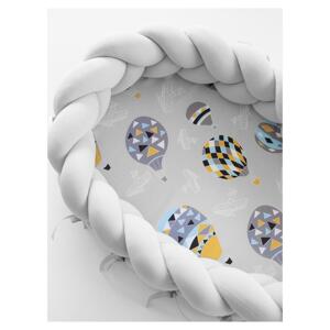 Zapletené detské hniezdo 2 v 1 - svetlo sivé/lietajúce balóny